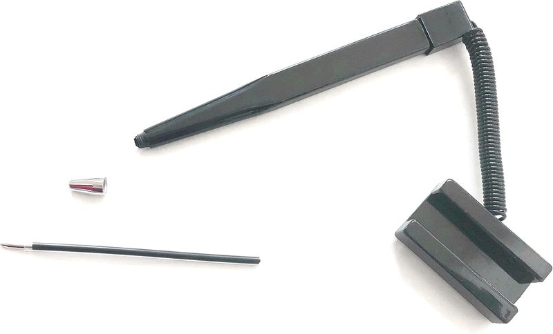 Nobo Pack of 5 Counter Coil Corded Wedgy Pen with Adhesive Backing, Black Ink - Image 5